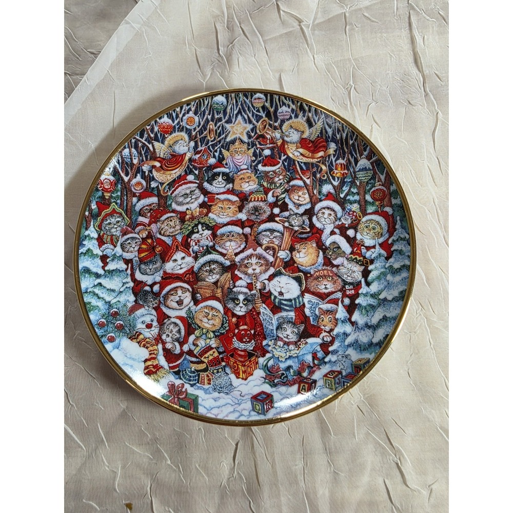 Cat Plate Santa Claws Collectors Plate Franklin Mint Limited Edition Christmas